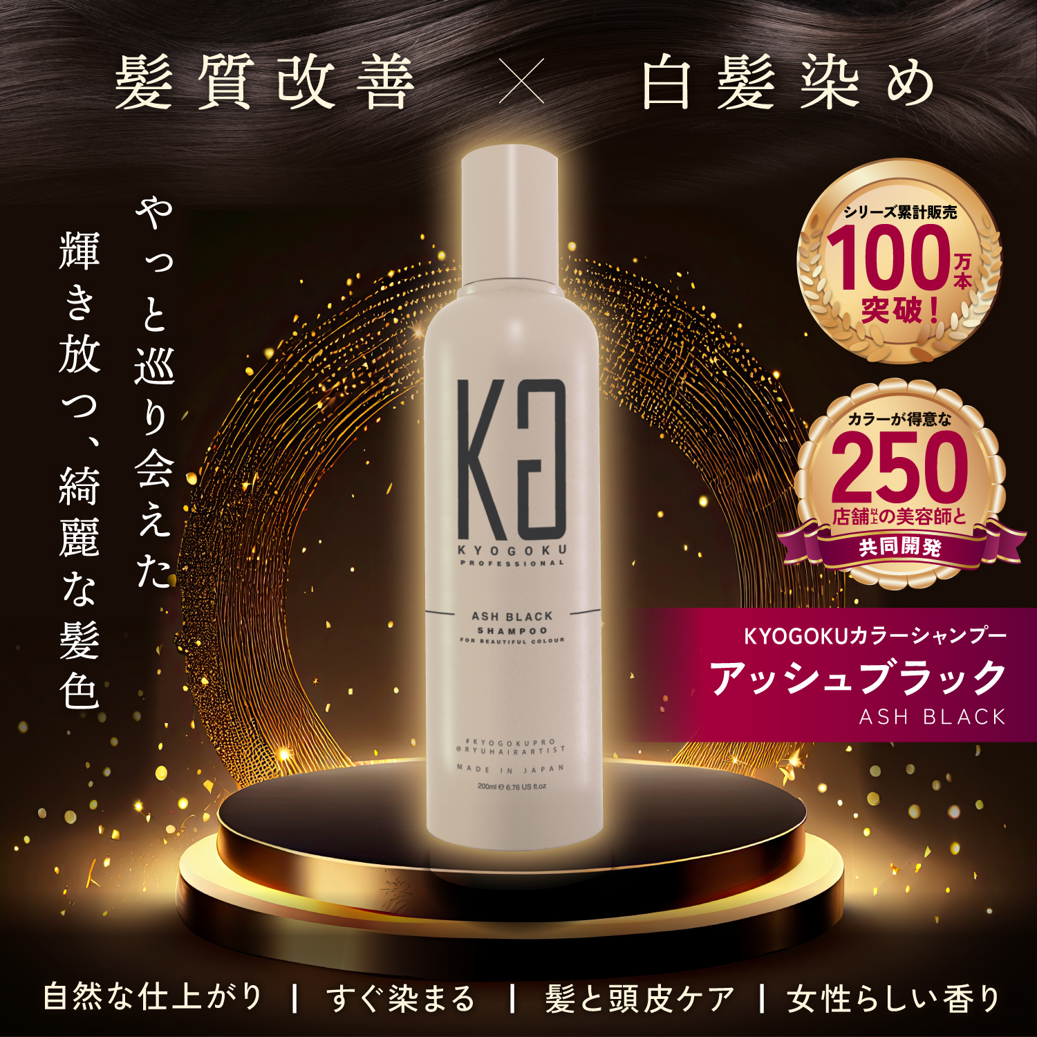 Kyogoku Professional KYOGOKU カラーシャンプー アッシュブラック 200ml