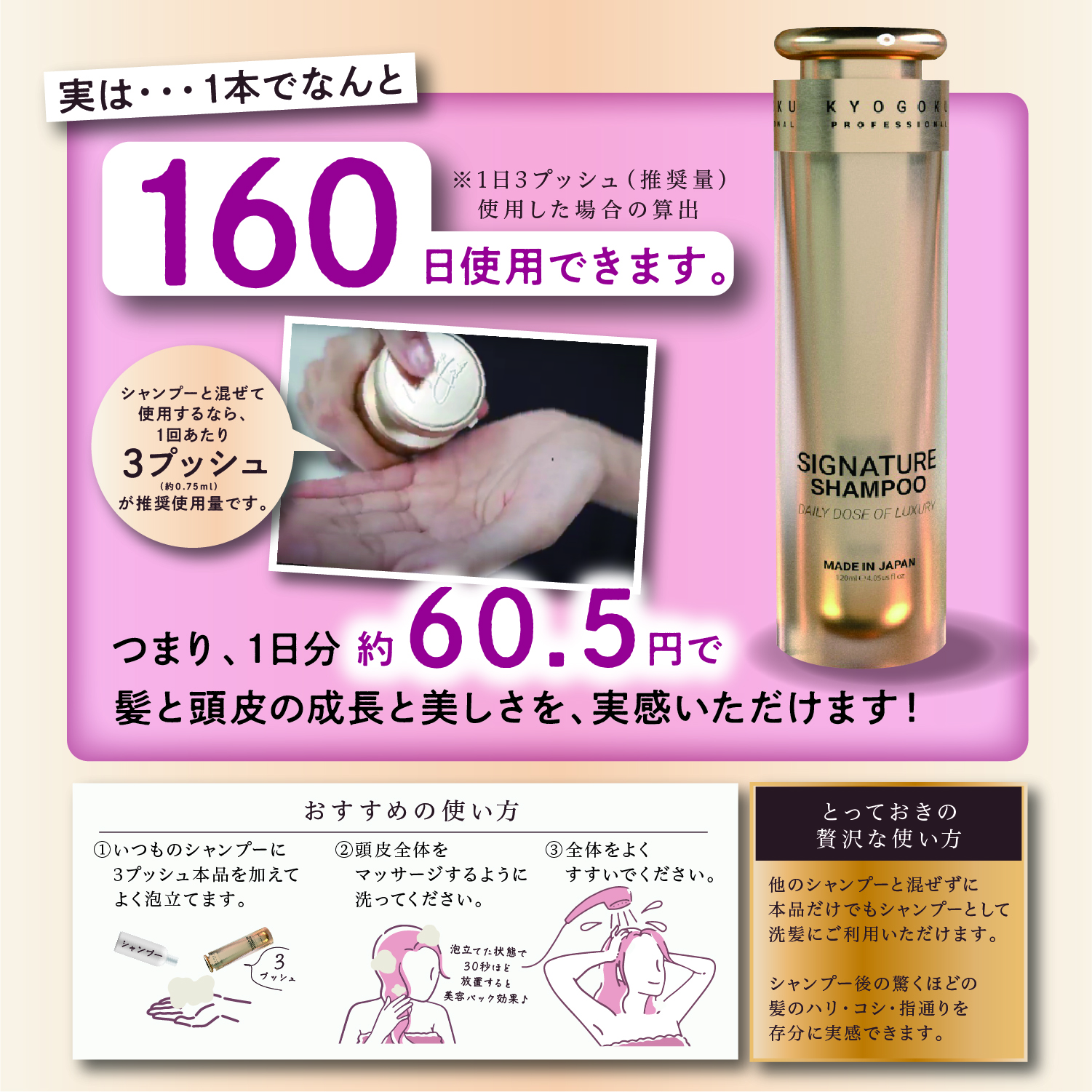 Kyogoku Professional / KYOGOKUシグネチャーシャンプー120ml 天然由来成分 原液100% ノンシリコン アミノ酸配合  ダメージケア