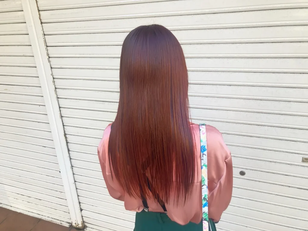10レベルの抜けた髪にKYOGOKU IROME ルビーを使った髪色がこちら。